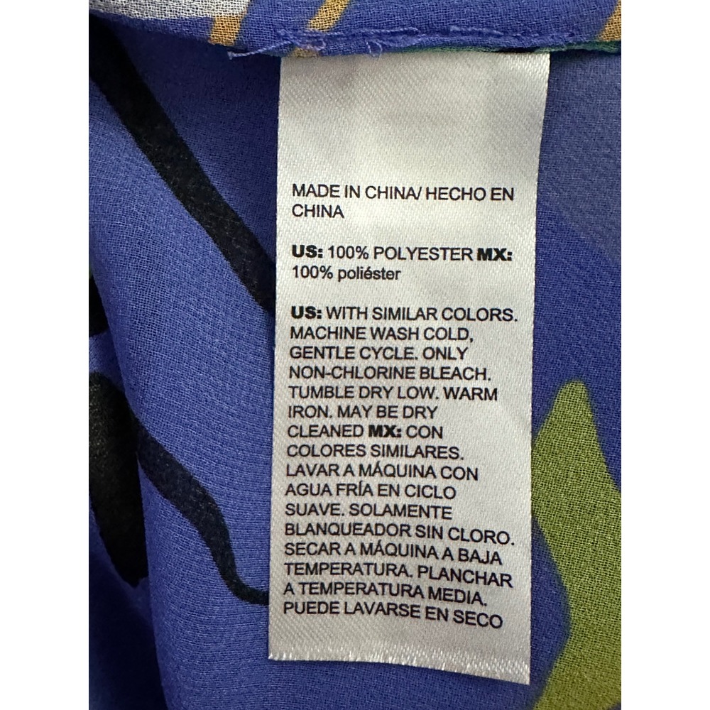 Chico's Abstract Print Chiffon Blouse Blue Multi Color Semi Sheer Size 6 - Picture 5 of 6